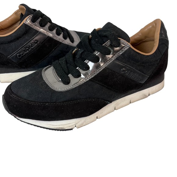 Calvin Klein Womens Tea CK Logo Sneakers Black Size 8 - Picture 7 of 8